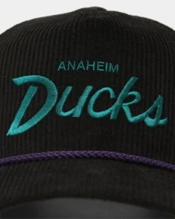 '47 BRAND 47 Brand Anaheim Ducks 'NHL Corduroy Team Script' Corduroy Crossrope 47 Hitch Snapback Black -Culture Kings 01029098 YB001 default 0050