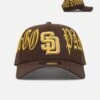 New Era San Diego Padres 'Goth Script' 9FORTY A-Frame Snapback Walnut/Gold -Culture Kings 01032482 YX737 default 0010