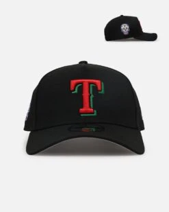 New Era Texas Rangers 'Sugar Skull Side Patch' 9FORTY A-Frame Snapback Black/Red/Green