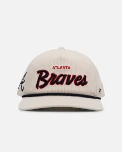 '47 BRAND 47 Brand Atlanta Braves 'Natural Script' Premium Hitch Corduroy Snapback Natural