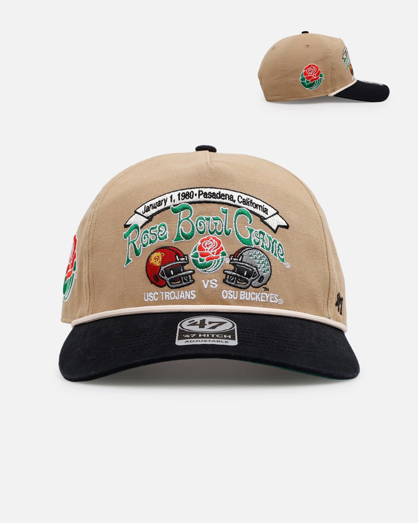 '47 BRAND 47 Brand USC Trojans Vs. OSC Buckeyes 'Vintage Bowl Game 2.0' 1980 Rose Bowl Hitch Snapback Khaki 3 '47 BRAND 47 Brand USC Trojans Vs. OSC Buckeyes 'Vintage Bowl Game 2.0' 1980 Rose Bowl Hitch Snapback Khaki