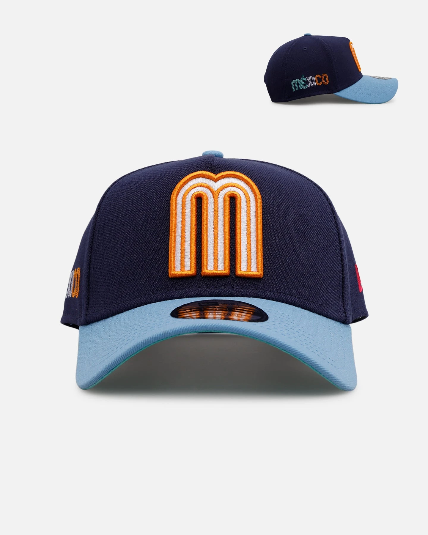 New Era Mexico National Baseball Team 'Coral' 9FORTY A-Frame Snapback Navy/Sky 3 New Era Mexico National Baseball Team 'Coral' 9FORTY A-Frame Snapback Navy/Sky