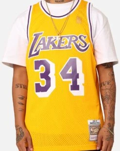 Mitchell & Ness Los Angeles Lakers Shaquille O'Neal '96-'97 #34 Swingman Jersey Yellow -Culture Kings 02019494 YY001 mens 00040