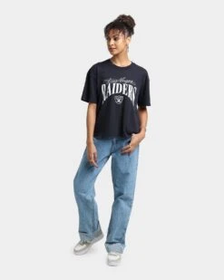 Majestic Athletic Women's Las Vegas Raiders Vintage NFL Logo T-Shirt Faded Black -Culture Kings 02031774 YB554 womens 0020