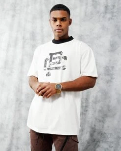 Carre Mono Ringer Oversized Short Sleeve T-Shirt Off White/Black