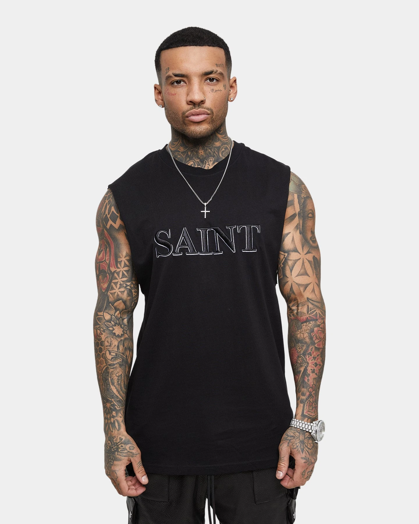Saint Morta Society Muscle T-Shirt Black/White 5 Saint Morta Society Muscle T-Shirt Black/White - Image 3