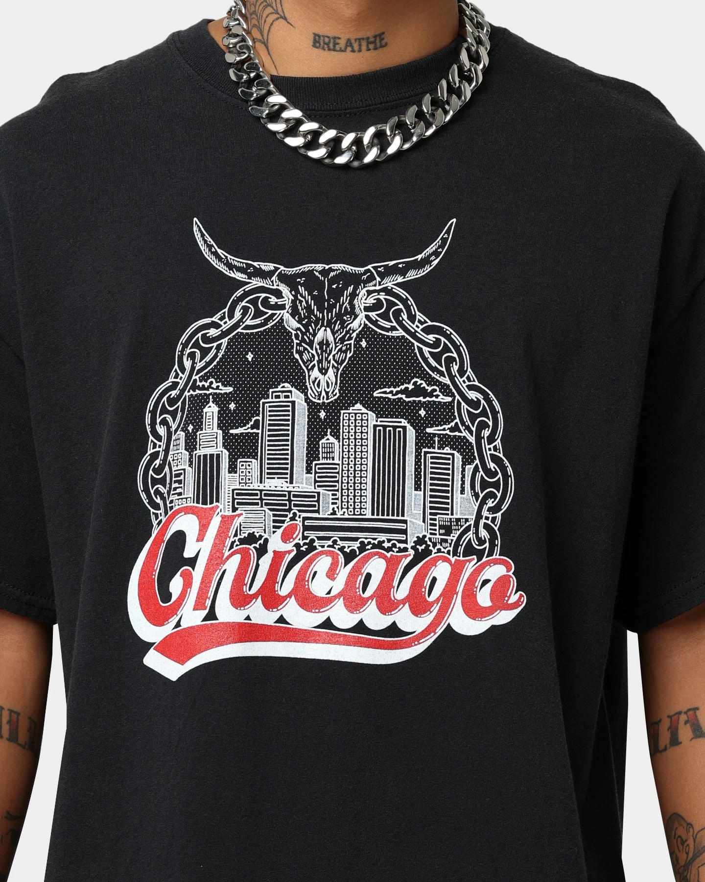 Goat Crew Chicago Drawing Vintage T-Shirt Black Wash 5 Goat Crew Chicago Drawing Vintage T-Shirt Black Wash - Image 3