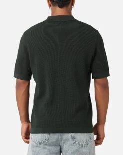 XXIII Zyair Knit Rib Button Up Shirt Dark Green -Culture Kings 02036262 YD009 mens 0030