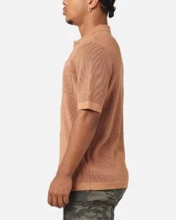 XXIII Zyair Knit Rib Button Up Shirt Mocha -Culture Kings 02036262 YM025 mens 0050