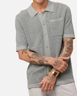 XXIII Zyair Knit Rib Button Up Shirt Olive -Culture Kings 02036262 YO100 mens 00060