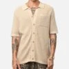 XXIII Zyair Knit Rib Button Up Shirt Tan -Culture Kings 02036262 YT001 mens 00010
