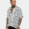 Saint Morta Paisley Skulls Short Sleeve Button Up Shirt White/Black -Culture Kings 02036277 YW110 mens 0010