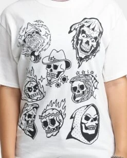 Rats Get Fat All Over Skull T-Shirt White -Culture Kings 02037011 YW100 womens 0030