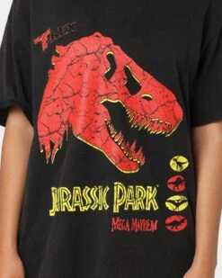 American Thrift X Jurassic Park Mega Mayhem Vintage T-Shirt Black Wash -Culture Kings 02039504 YB295 womens 0040