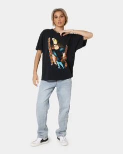 American Thrift X Johnny Bravo Man, I'm Pretty Vintage T-Shirt Black Wash -Culture Kings 02039560 YB295 womens 0030