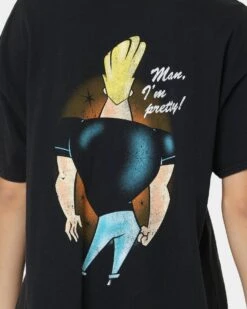 American Thrift X Johnny Bravo Man, I'm Pretty Vintage T-Shirt Black Wash -Culture Kings 02039560 YB295 womens 0050