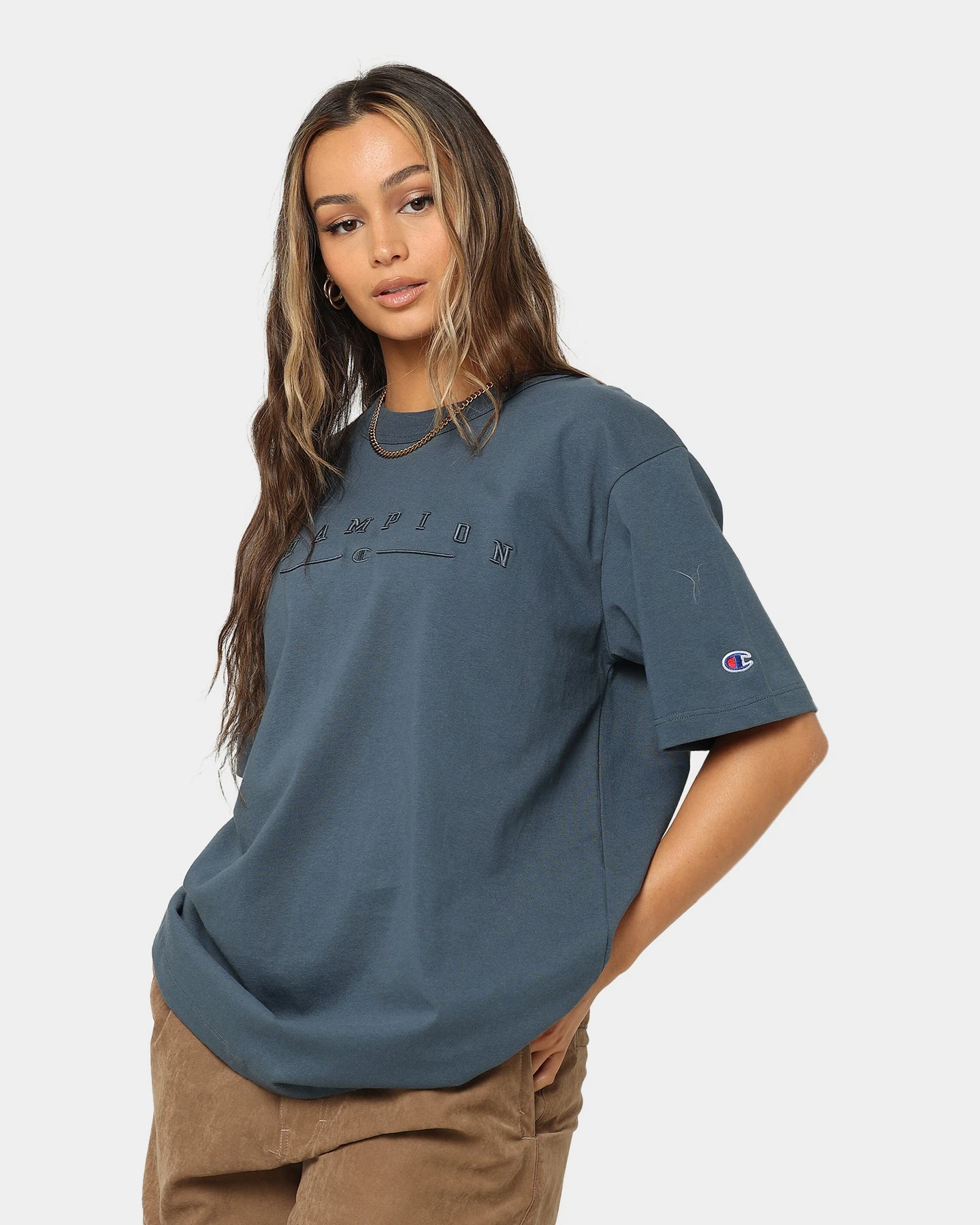 Champion Women's Heritage Oversized T-Shirt Trekking Grey 3 Champion Women's Heritage Oversized T-Shirt Trekking Grey