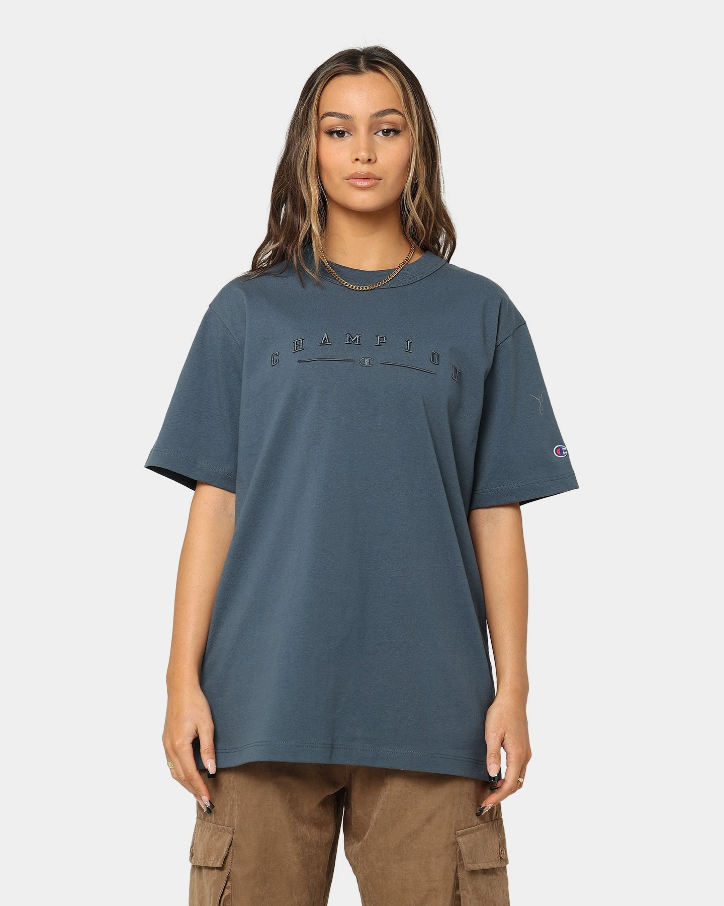 Champion Women's Heritage Oversized T-Shirt Trekking Grey 5 Champion Women's Heritage Oversized T-Shirt Trekking Grey - Image 3