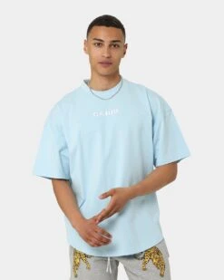Carré Grid Iron Oversized T-Shirt Light Blue