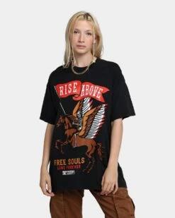 Rats Get Fat Rise Above Vintage T-Shirt Black Wash