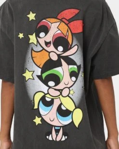 American Thrift X Powerpuff Girls Powerpuff Group Vintage T-Shirt Black Wash -Culture Kings 02041334 YB295 womens 0050
