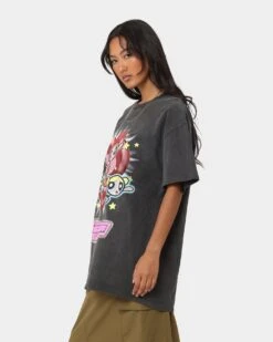 American Thrift X Powerpuff Girls Powerpuff Group Vintage T-Shirt Black Wash -Culture Kings 02041334 YB295 womens 0070