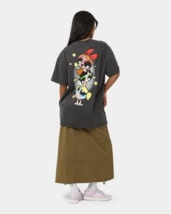 American Thrift X Powerpuff Girls Powerpuff Group Vintage T-Shirt Black Wash -Culture Kings 02041334 YB295 womens 0080