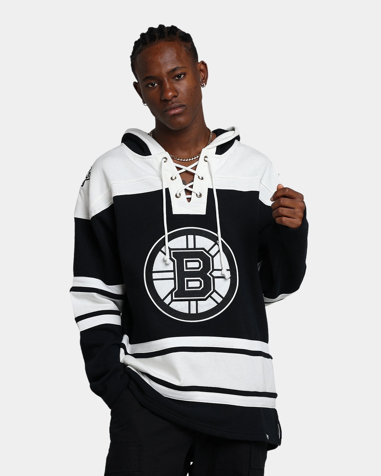'47 BRAND 47 Brand Boston Bruins Superior Lacer Hoodie Jet Black 3 '47 BRAND 47 Brand Boston Bruins Superior Lacer Hoodie Jet Black