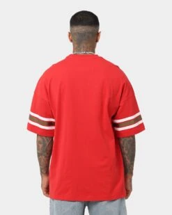 Majestic Athletic San Francisco 49ers Sport Stripe Oversized Vintage T-Shirt Red -Culture Kings 02041777 YR001 mens 0040