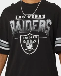 Majestic Athletic Las Vegas Raiders Sport Stripe Sleeve Oversized Vintage T-Shirt Faded Black -Culture Kings 02042235 YB554 mens 0030
