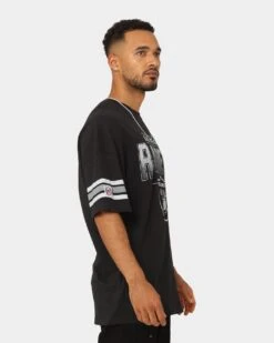 Majestic Athletic Las Vegas Raiders Sport Stripe Sleeve Oversized Vintage T-Shirt Faded Black -Culture Kings 02042235 YB554 mens 0050 1