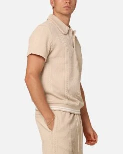 XXIII Danny Knit Polo Shirt Beige -Culture Kings 02043190 Y1000 mens 00040