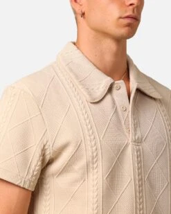 XXIII Danny Knit Polo Shirt Beige -Culture Kings 02043190 Y1000 mens 00060