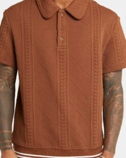 XXIII Danny Knit Polo Shirt Brown -Culture Kings 02043190 YX300 mens 0030