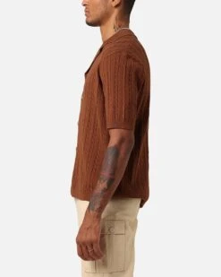 XXIII Terry Knit Button Up Shirt Brown -Culture Kings 02043218 YX300 mens 0050