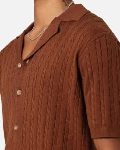 XXIII Terry Knit Button Up Shirt Brown -Culture Kings 02043218 YX300 mens 0060