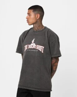 The Night Shift Gentleman's Club Heavyweight Vintage T-Shirt Black Wash -Culture Kings 02044566 YB295 mens 080