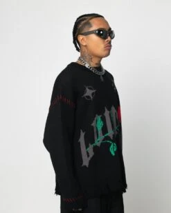 Loiter Fable Distressed Knit Sweater Black -Culture Kings 02045279 YB001 mens 080