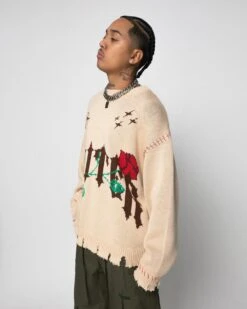 Loiter Fable Distressed Knit Sweater Stone -Culture Kings 02045279 YS400 mens 030