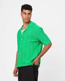 XXIII Lorenzo Knit Button Up Shirt Green -Culture Kings 02045287 YG600 mens 0060
