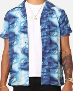 XXIII Distorted Button Up Shirt Blue -Culture Kings 02045471 YX001 mens 00030 54cd5acb 0561 474b 80f4 98e9ea756388