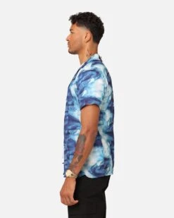 XXIII Distorted Button Up Shirt Blue -Culture Kings 02045471 YX001 mens 00060 c7e2a247 9b09 4034 b08b ca66de2bec3e