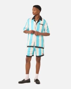 99 Cabana Bowling Short Sleeve Button Up Shirt Light Blue/Off White -Culture Kings 02045523 YL258 mens 0030