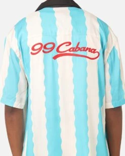 99 Cabana Bowling Short Sleeve Button Up Shirt Light Blue/Off White -Culture Kings 02045523 YL258 mens 0040