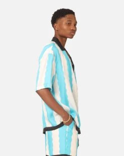 99 Cabana Bowling Short Sleeve Button Up Shirt Light Blue/Off White -Culture Kings 02045523 YL258 mens 0060