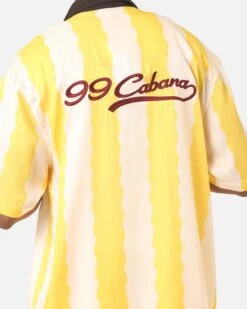 99 Cabana Bowling Short Sleeve Button Up Shirt Yellow/Off White -Culture Kings 02045523 YY080 mens 00100