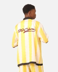 99 Cabana Bowling Short Sleeve Button Up Shirt Yellow/Off White -Culture Kings 02045523 YY080 mens 0040