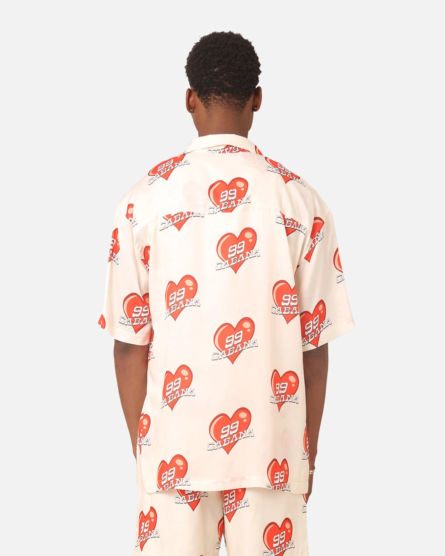 99 Cabana Roaming Hearts Short Sleeve Button Up Shirt Off White/Red 6 99 Cabana Roaming Hearts Short Sleeve Button Up Shirt Off White/Red - Image 4