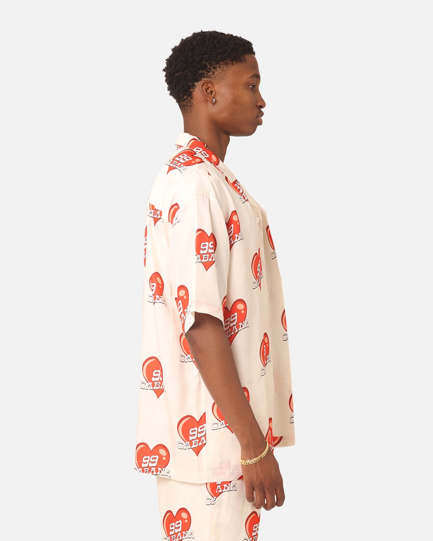 99 Cabana Roaming Hearts Short Sleeve Button Up Shirt Off White/Red 7 99 Cabana Roaming Hearts Short Sleeve Button Up Shirt Off White/Red - Image 5