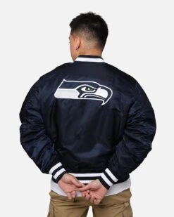New Era X Alpha Series X NFL Seattle Seahawks MA-1 Bomber Jacket Navy/Black 23 New Era X Alpha Series X NFL Seattle Seahawks MA-1 Bomber Jacket Navy/Black -Culture Kings 02046260 YN208 mens 0020